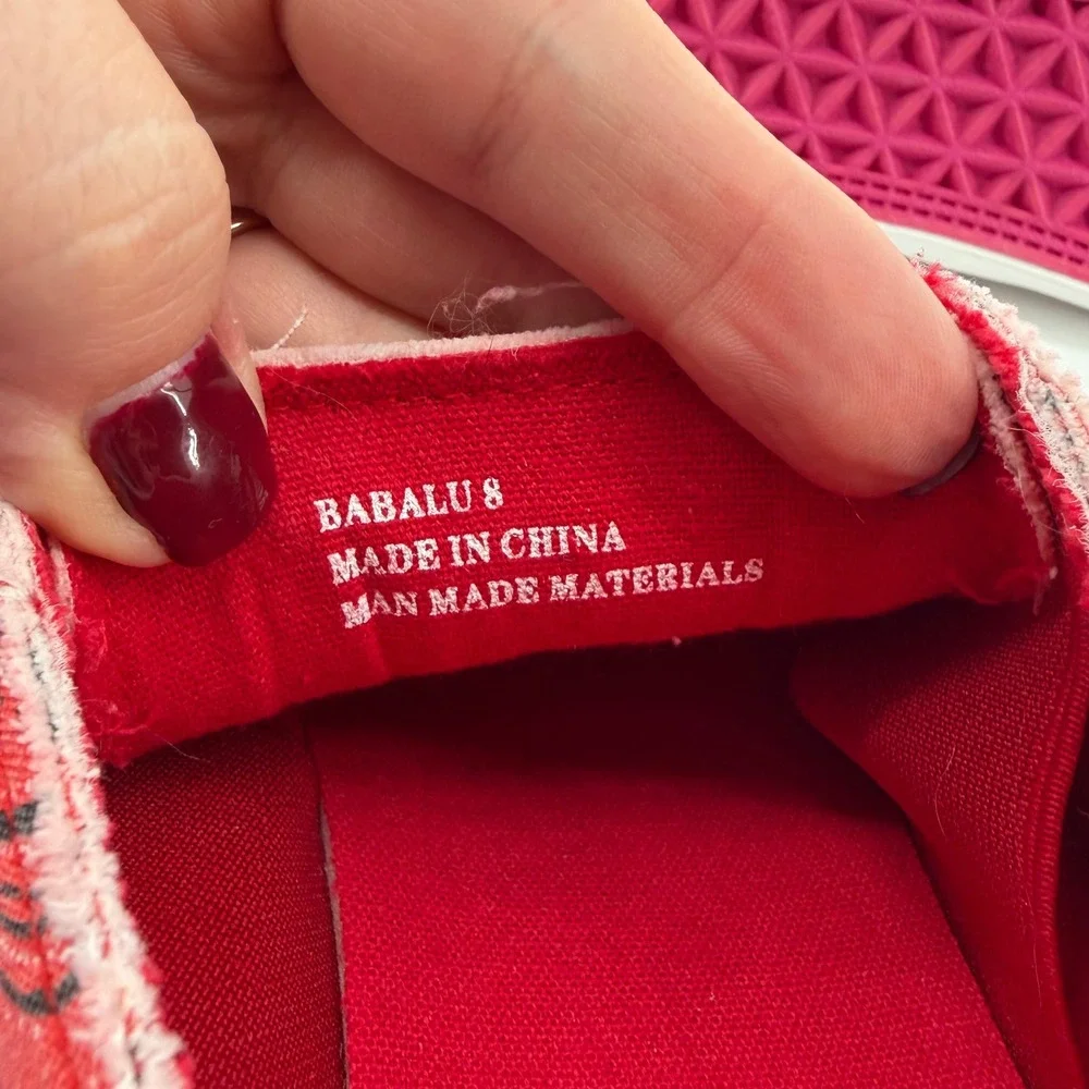 Corkys Womens 8 Red Paisley Bandana Babalu Slip On Sneakers Frayed Canvas